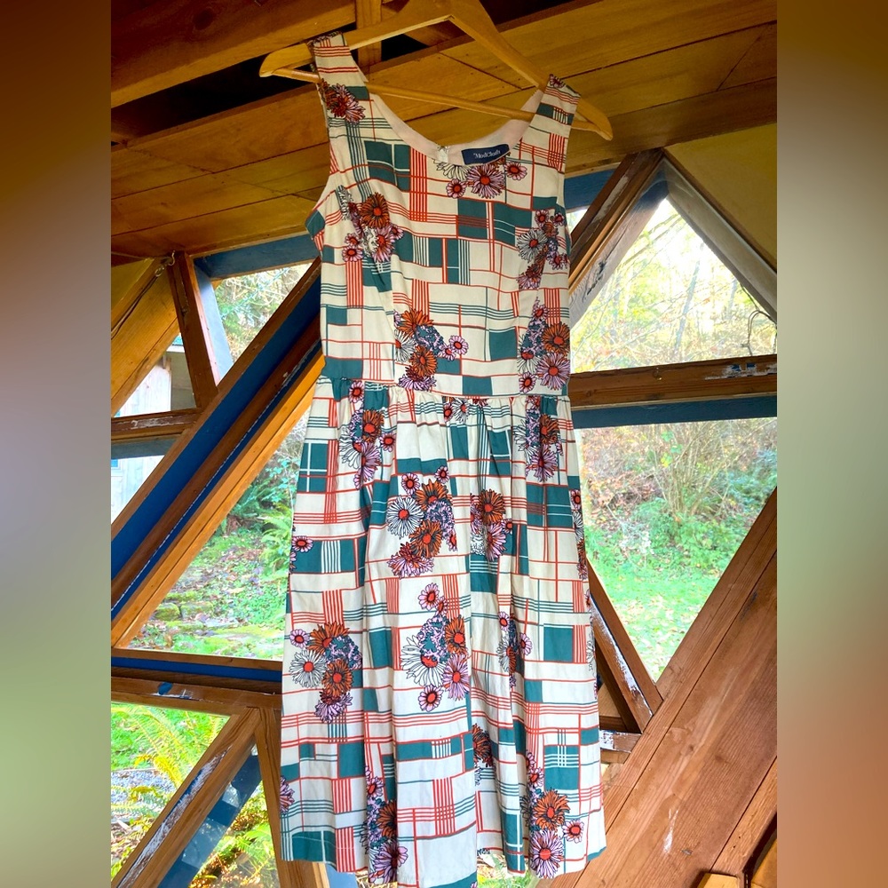 ModCloth Geometry and Flowers A-Line Dress
